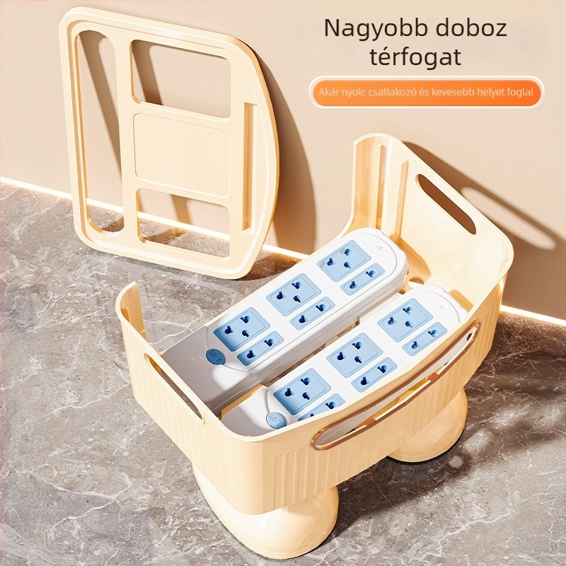 Router tároló doboz lábakkal, PP anyagból, nagy kapacitású, fedett, és halmozható, rekeszekkel