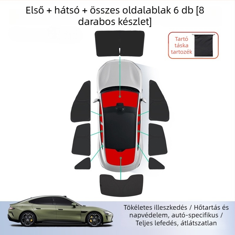 Xiaomi SU7 autóhoz készült napvédő függöny – első és oldalsó ablakokra, szilikon, snap-in telepítés