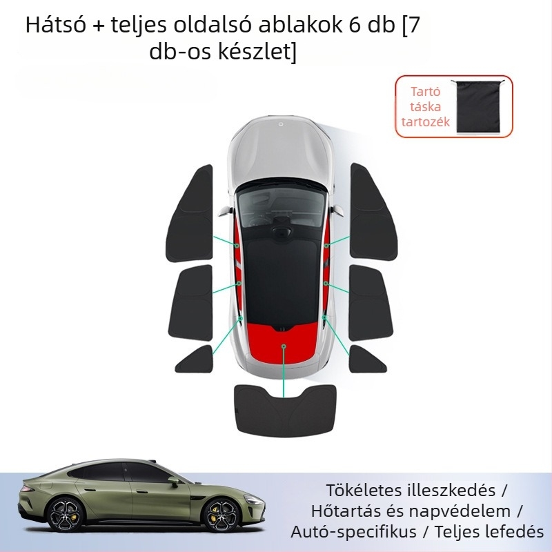 Xiaomi SU7 autóhoz készült napvédő függöny – első és oldalsó ablakokra, szilikon, snap-in telepítés