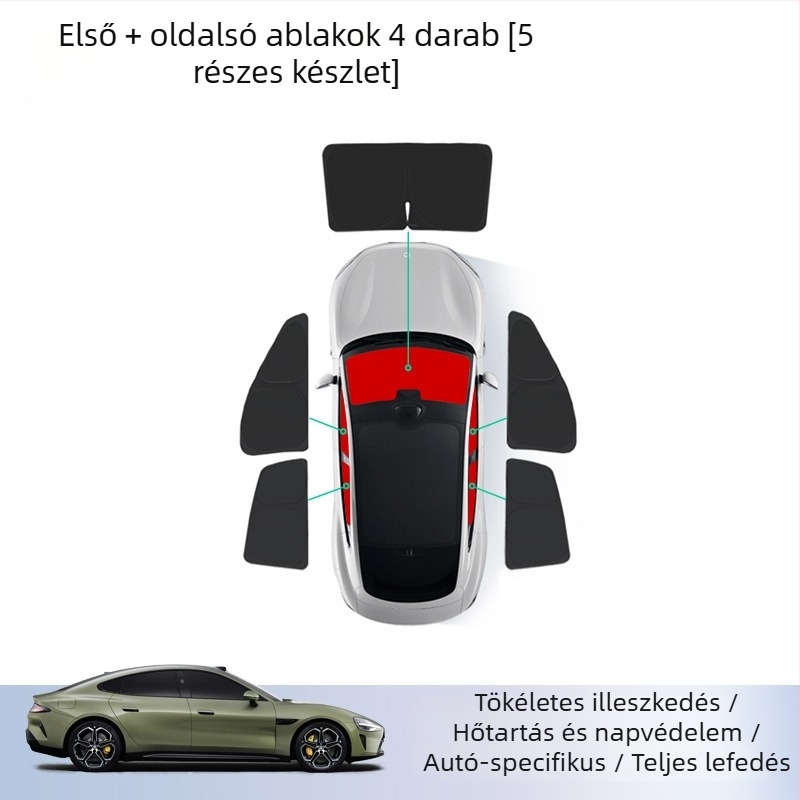 Xiaomi SU7 autóhoz készült napvédő függöny – első és oldalsó ablakokra, szilikon, snap-in telepítés