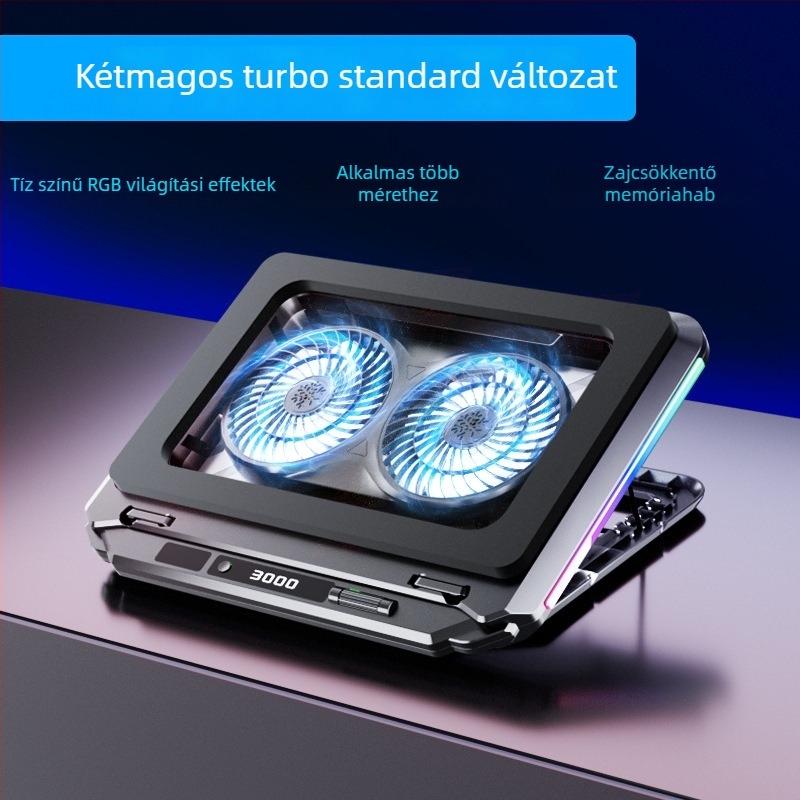 Laptop hűtő radiátor 6 magos ventilátorral és félvezető hűtő chippel, 6 ventilátoros konfiguráció, 1,5 m kábel, PC anyag, modell LZ-D13