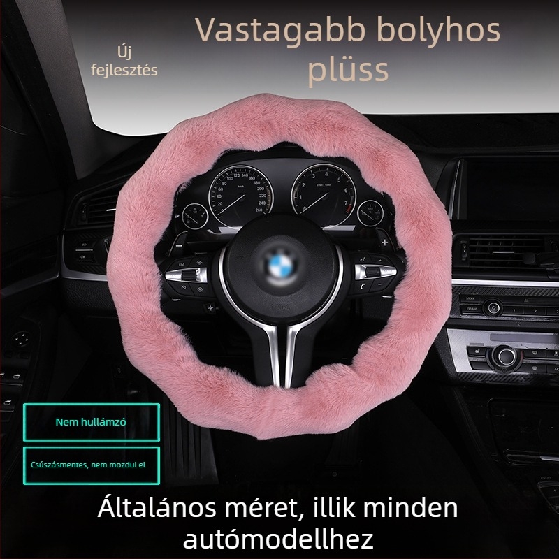 Bubble plüss kormánykerék huzat – csúszásmentes, téli meleg, D-formájú, univerzális illeszkedés