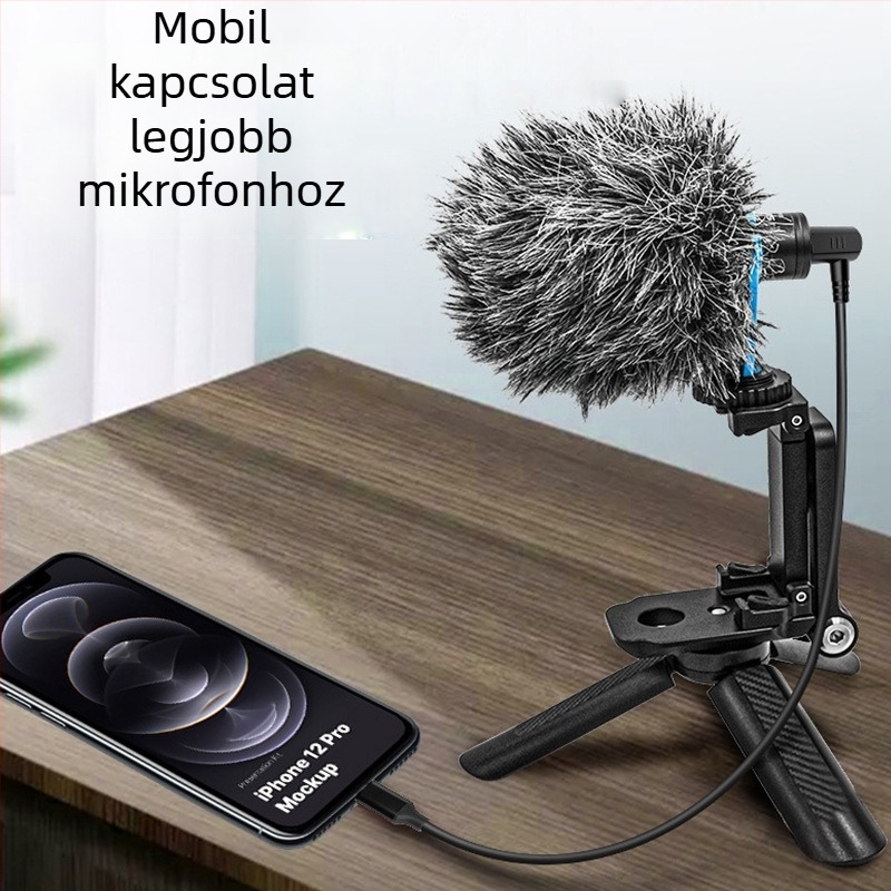 Mikrofonhoz való audiókábel, 3.5mm-es férfi a Type-C/8-pins csatlakozóhoz, aranyozott, rézmag, rézvezető