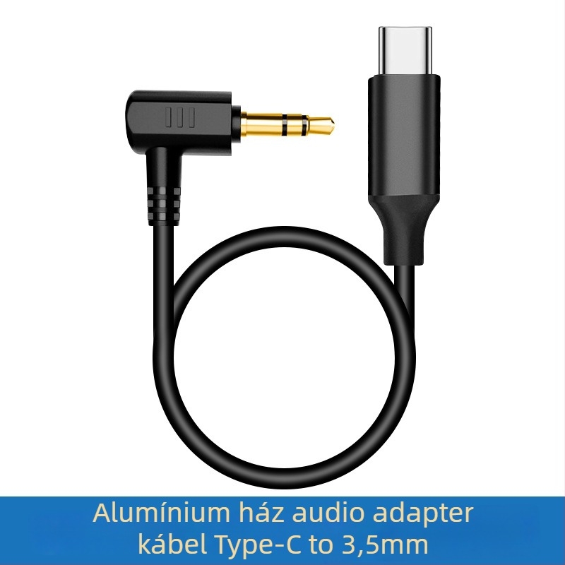 Mikrofonhoz való audiókábel, 3.5mm-es férfi a Type-C/8-pins csatlakozóhoz, aranyozott, rézmag, rézvezető