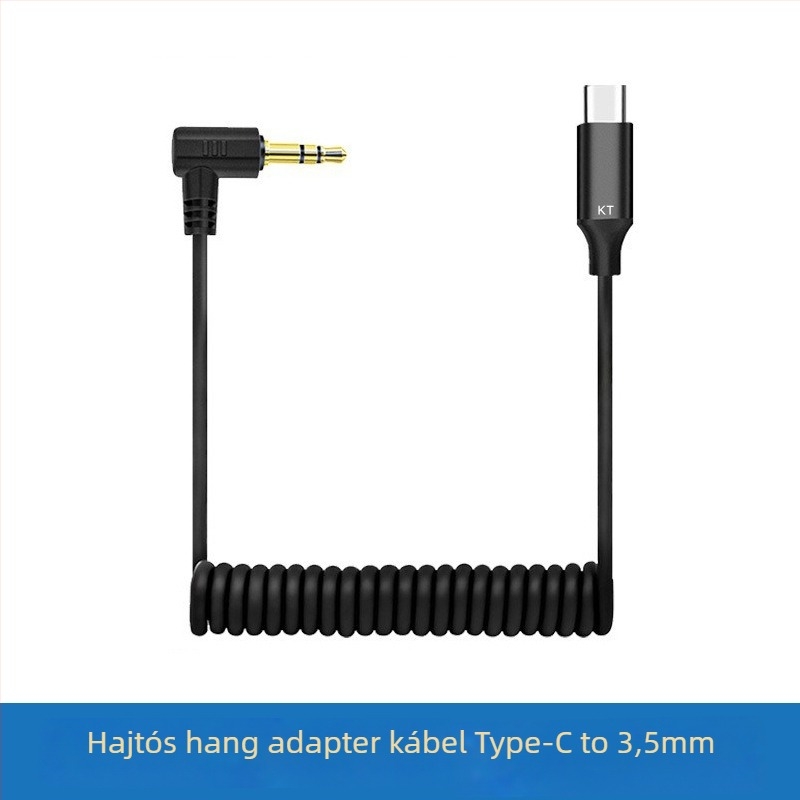 Mikrofonhoz való audiókábel, 3.5mm-es férfi a Type-C/8-pins csatlakozóhoz, aranyozott, rézmag, rézvezető