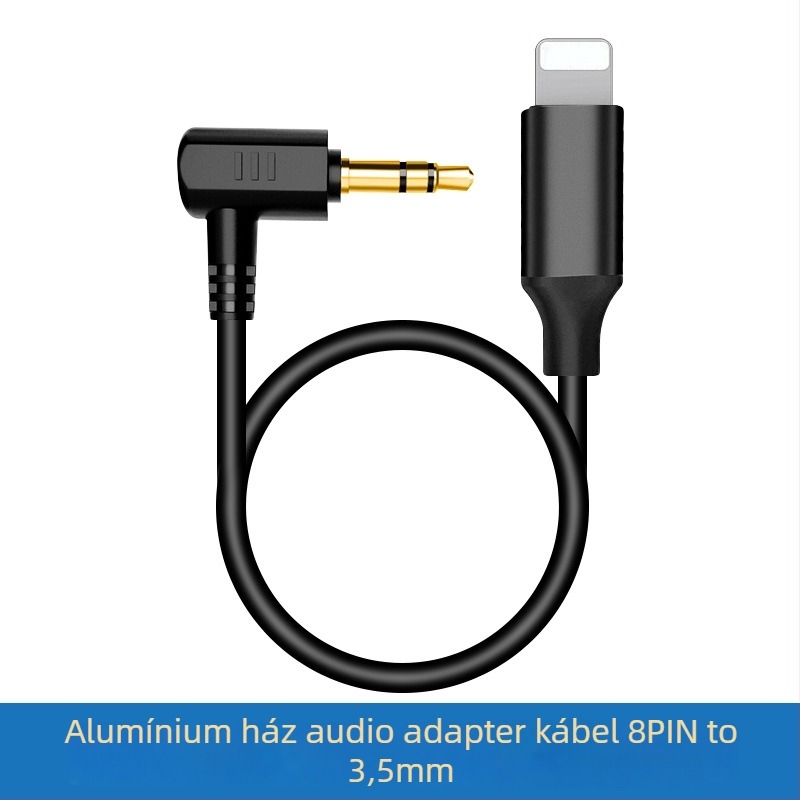 Mikrofonhoz való audiókábel, 3.5mm-es férfi a Type-C/8-pins csatlakozóhoz, aranyozott, rézmag, rézvezető