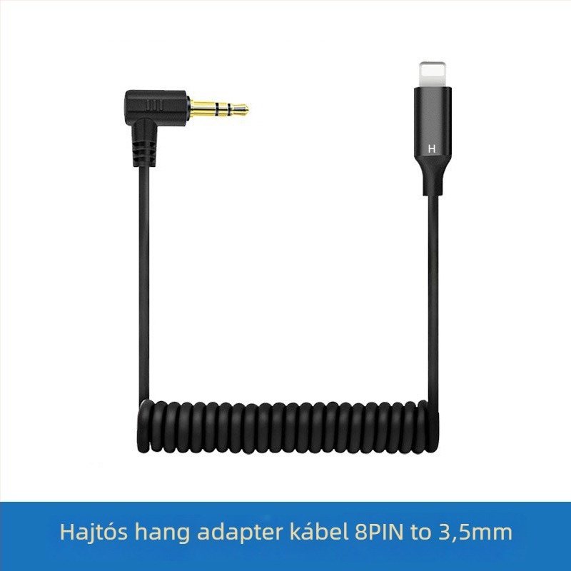 Mikrofonhoz való audiókábel, 3.5mm-es férfi a Type-C/8-pins csatlakozóhoz, aranyozott, rézmag, rézvezető