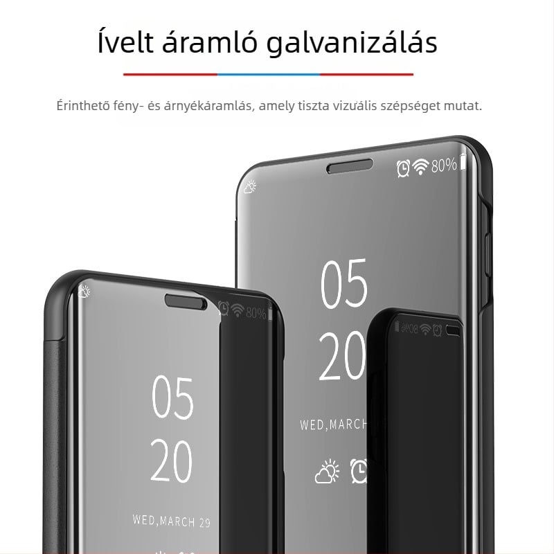 Huawei P30 Pro-hoz elektroplatált bőrtok tükrös felülettel