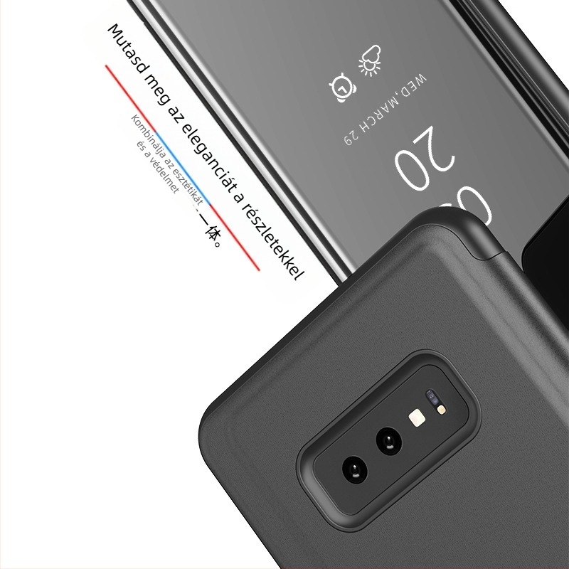 Huawei P30 Pro-hoz elektroplatált bőrtok tükrös felülettel