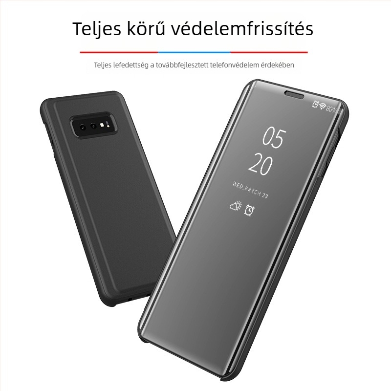 Huawei P30 Pro-hoz elektroplatált bőrtok tükrös felülettel