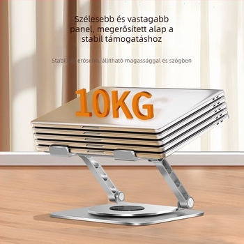 Alumínium ötvözetből készült laptopállvány, 360°-os forgatással, összecsukható, mágneses telefontartó és HUB