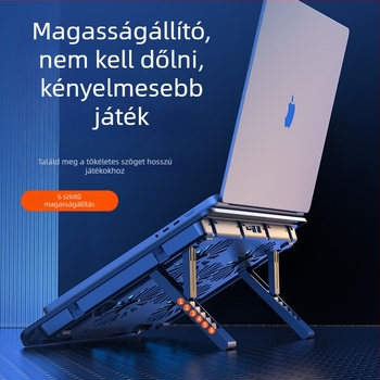 Laptop hűtőállvány két ventilátorral, fém háló, 50 cm-es kábel, súly 0,7–1,1 kg