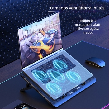 Laptop hűtőállvány két ventilátorral, fém háló, 50 cm-es kábel, súly 0,7–1,1 kg