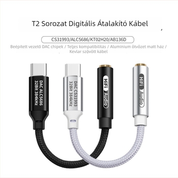 FRANSUN T2 USB-C 3,5 mm DAC adapter mobiltelefonokhoz, kompatibil az iPhone 15/16 sorozatokkal és Android Huawei eszközökkel