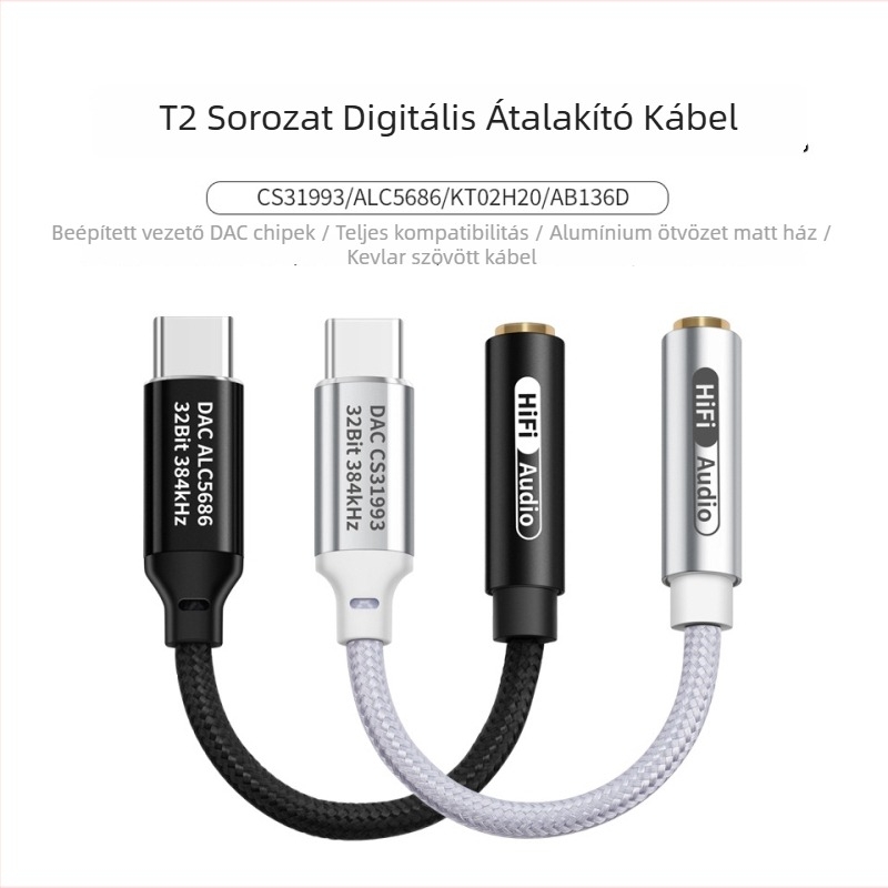 FRANSUN T2 USB-C 3,5 mm DAC adapter mobiltelefonokhoz, kompatibil az iPhone 15/16 sorozatokkal és Android Huawei eszközökkel