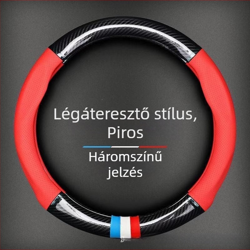 Autókormánykerék burkolat, ultra vékony szénszálas felület, négyévszakos univerzális, csúszásmentes, Candy márka, szerelés általános