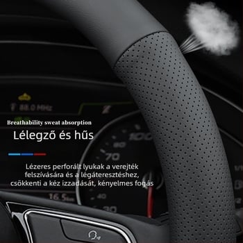 BMW kormánykerék védő – sportos stílus, valódi bőr, univerzális négyévszakos, kompatibilis a 3-as és 5-ös sorozattal, valamint az X1–X7 sorozatokkal