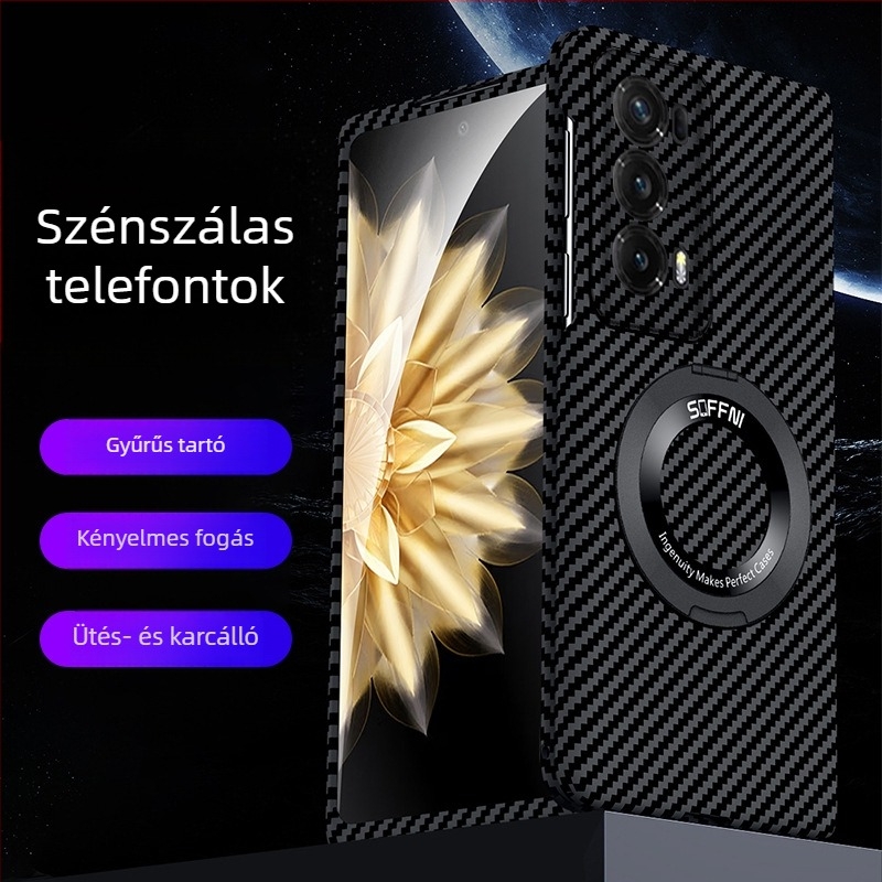 Huawei Honor MagicV2 összecsukható modellhez karbonszálas kemény tok, VS2, ütésálló, teljes élvédelmet biztosít