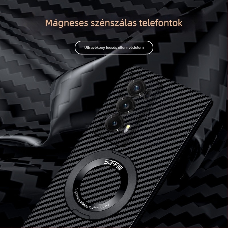 Huawei Honor MagicV2 összecsukható modellhez karbonszálas kemény tok, VS2, ütésálló, teljes élvédelmet biztosít