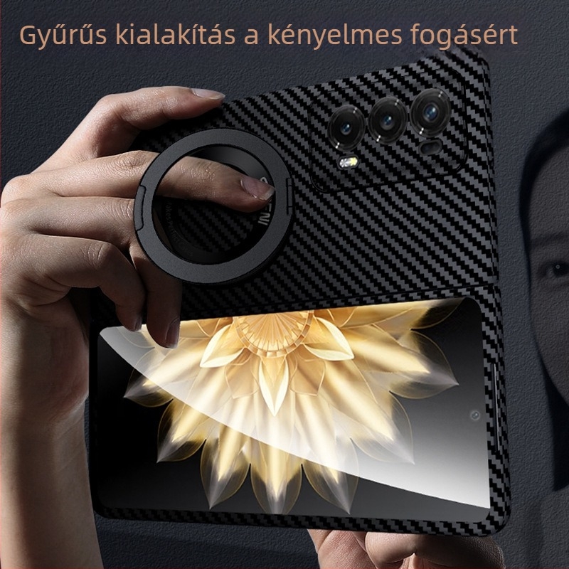 Huawei Honor MagicV2 összecsukható modellhez karbonszálas kemény tok, VS2, ütésálló, teljes élvédelmet biztosít