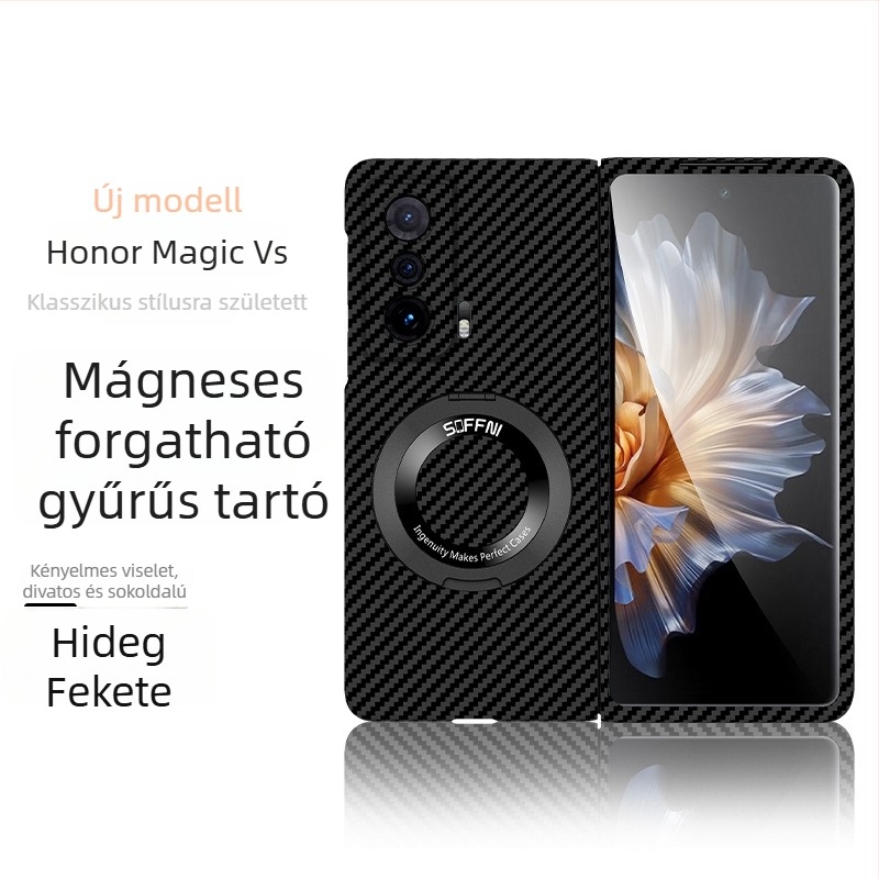Huawei Honor MagicV2 összecsukható modellhez karbonszálas kemény tok, VS2, ütésálló, teljes élvédelmet biztosít