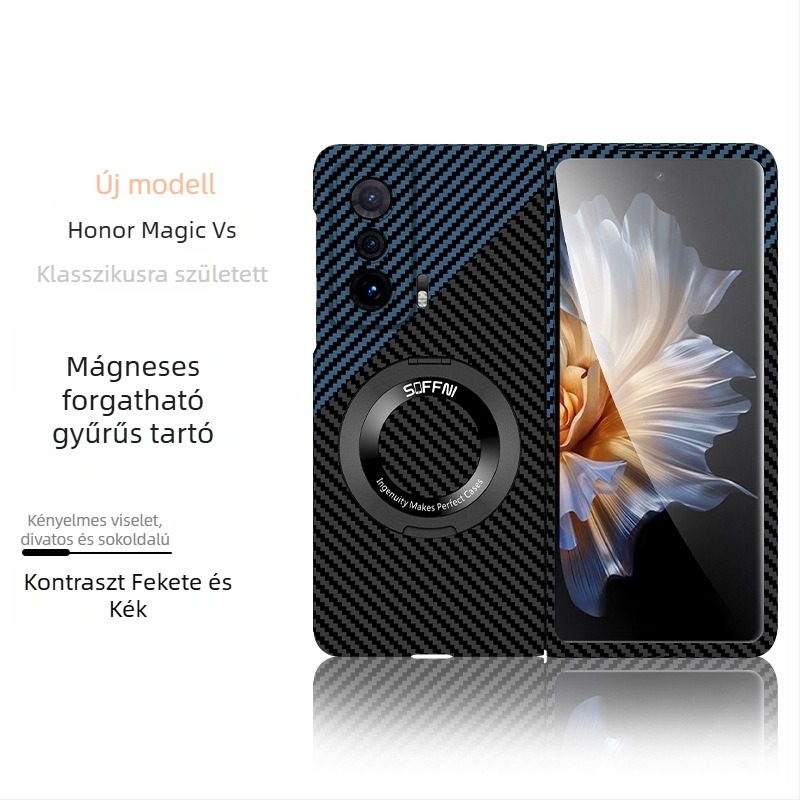 Huawei Honor MagicV2 összecsukható modellhez karbonszálas kemény tok, VS2, ütésálló, teljes élvédelmet biztosít