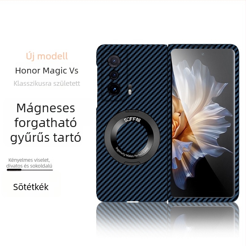 Huawei Honor MagicV2 összecsukható modellhez karbonszálas kemény tok, VS2, ütésálló, teljes élvédelmet biztosít