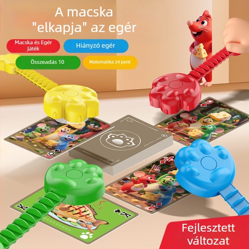 Macska és Egér asztali játék — Reakció és koncentráció fejlesztése, műanyagból, többjátékos, 4–14 éveseknek