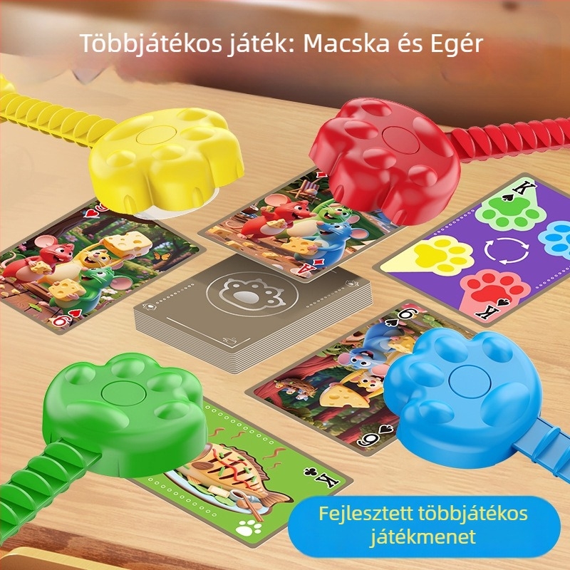 Macska és Egér asztali játék — Reakció és koncentráció fejlesztése, műanyagból, többjátékos, 4–14 éveseknek