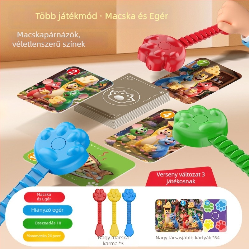 Macska és Egér asztali játék — Reakció és koncentráció fejlesztése, műanyagból, többjátékos, 4–14 éveseknek