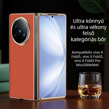 Vivo X Fold 5 bőrtok elektropolatinált felülettel, testreszabható, kopásálló, ütésálló és ujjlenyomat-mentes