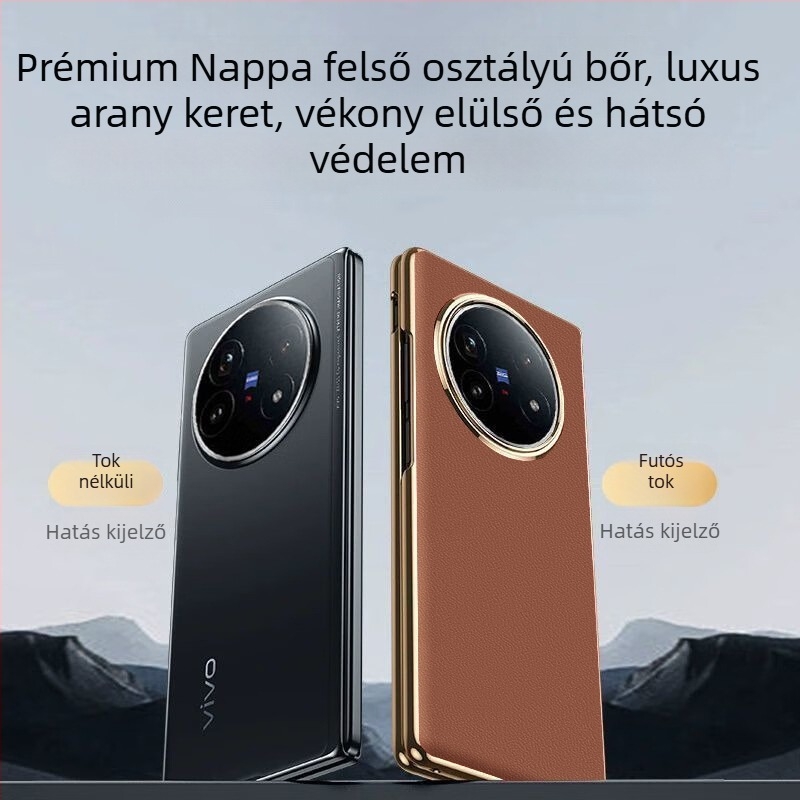 Vivo X Fold 5 bőrtok elektropolatinált felülettel, testreszabható, kopásálló, ütésálló és ujjlenyomat-mentes