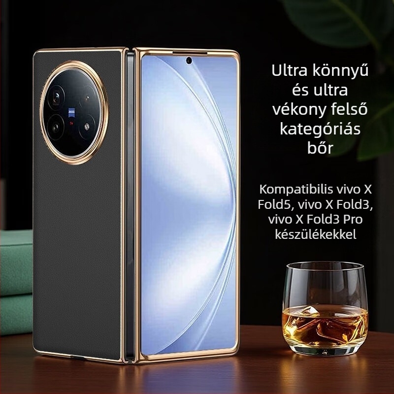 Vivo X Fold 5 bőrtok elektropolatinált felülettel, testreszabható, kopásálló, ütésálló és ujjlenyomat-mentes