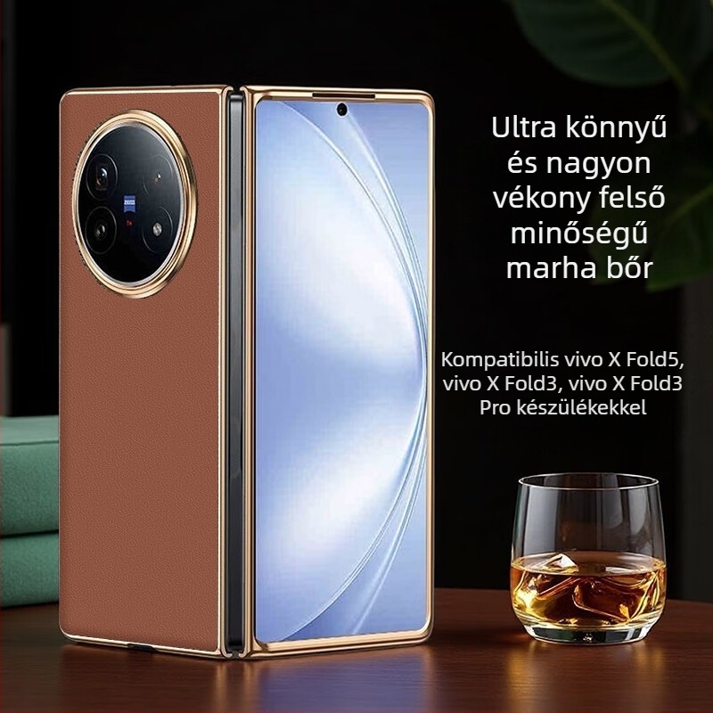 Vivo X Fold 5 bőrtok elektropolatinált felülettel, testreszabható, kopásálló, ütésálló és ujjlenyomat-mentes