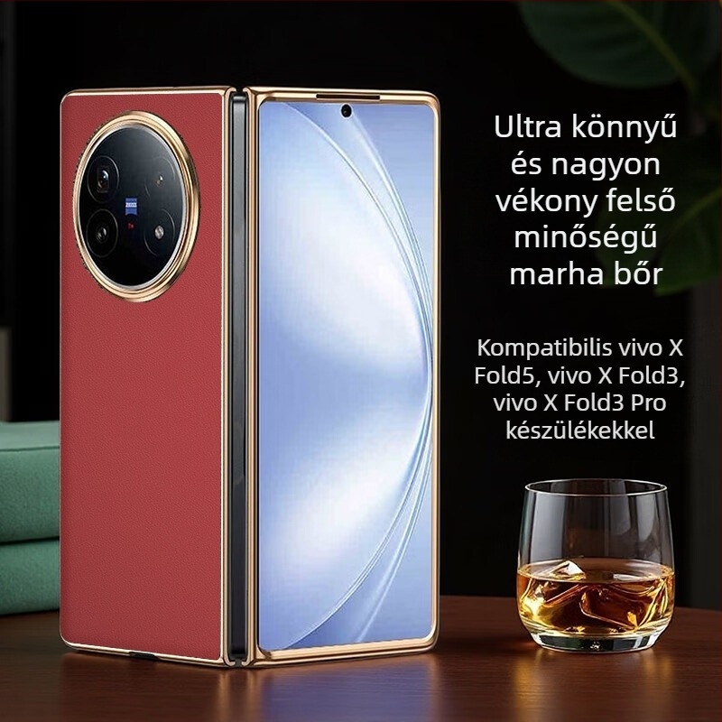 Vivo X Fold 5 bőrtok elektropolatinált felülettel, testreszabható, kopásálló, ütésálló és ujjlenyomat-mentes