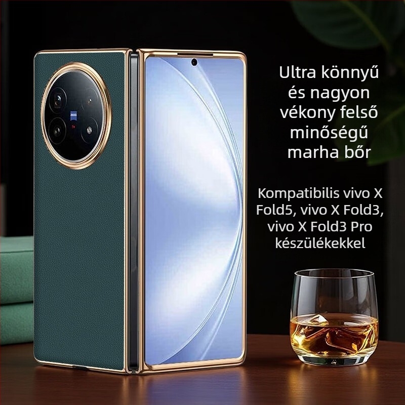 Vivo X Fold 5 bőrtok elektropolatinált felülettel, testreszabható, kopásálló, ütésálló és ujjlenyomat-mentes