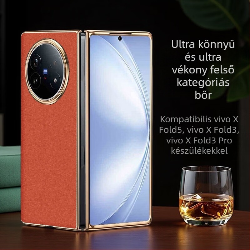 Vivo X Fold 5 bőrtok elektropolatinált felülettel, testreszabható, kopásálló, ütésálló és ujjlenyomat-mentes