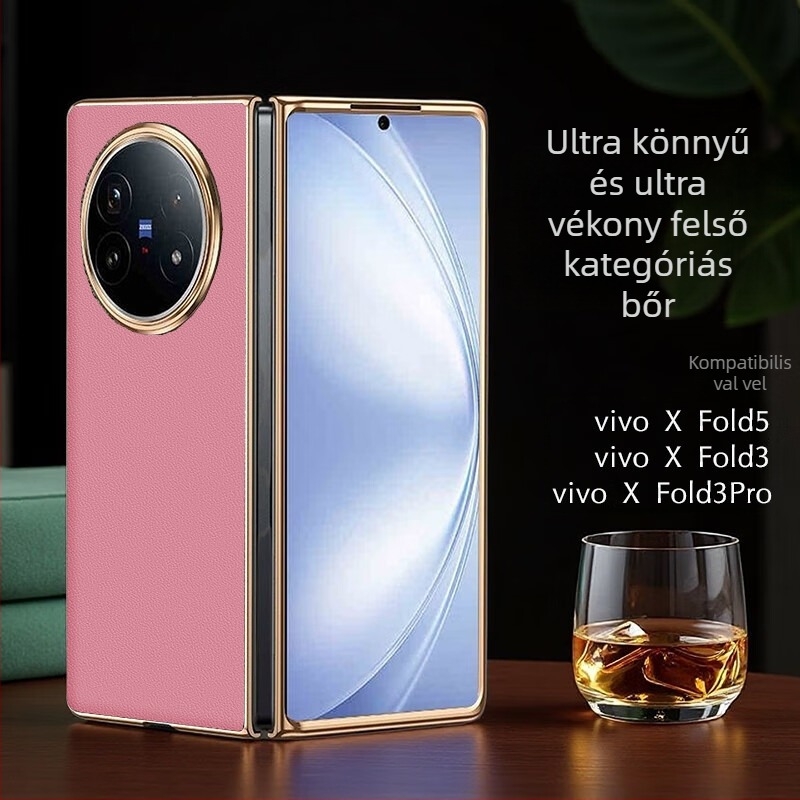 Vivo X Fold 5 bőrtok elektropolatinált felülettel, testreszabható, kopásálló, ütésálló és ujjlenyomat-mentes
