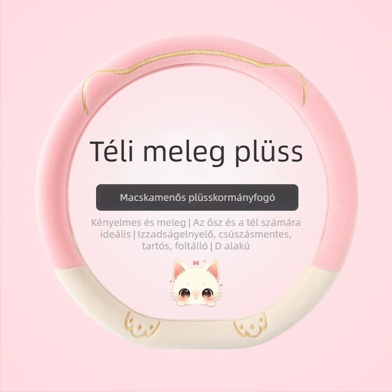 Velúr kormánykerék-huzat, csúszásmentes, téli meleg, univerzális illeszkedés