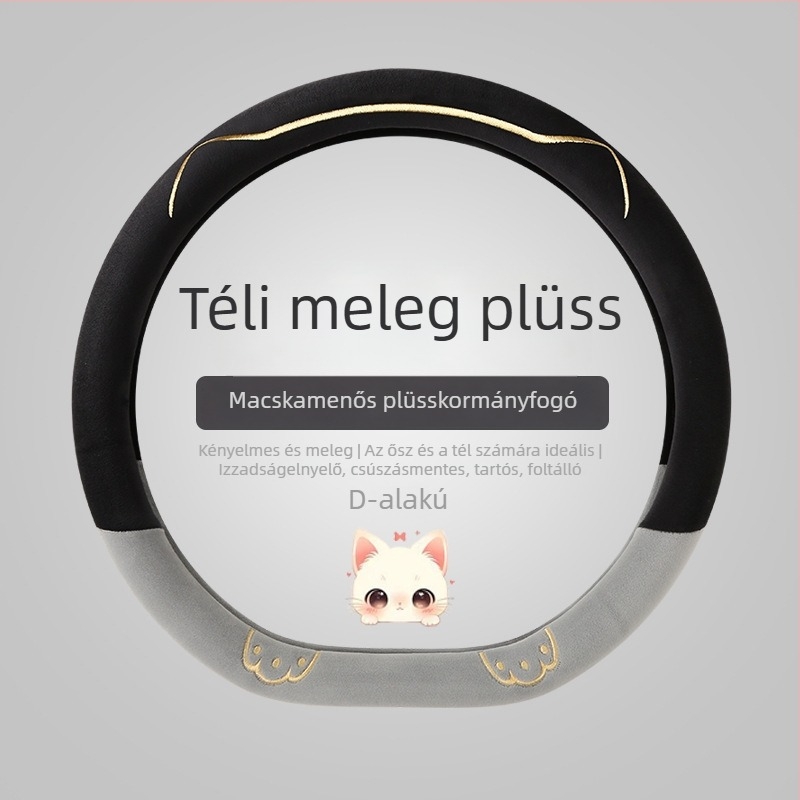 Velúr kormánykerék-huzat, csúszásmentes, téli meleg, univerzális illeszkedés