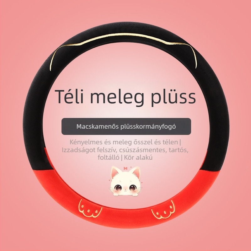 Velúr kormánykerék-huzat, csúszásmentes, téli meleg, univerzális illeszkedés