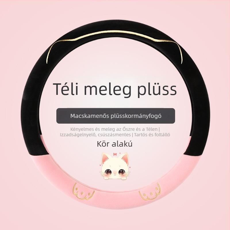 Velúr kormánykerék-huzat, csúszásmentes, téli meleg, univerzális illeszkedés