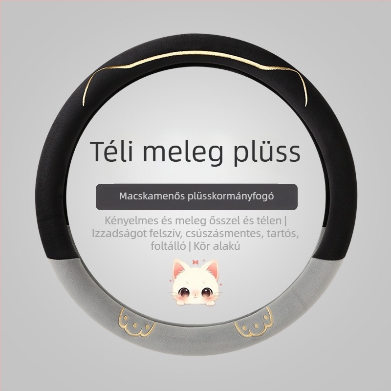 Velúr kormánykerék-huzat, csúszásmentes, téli meleg, univerzális illeszkedés