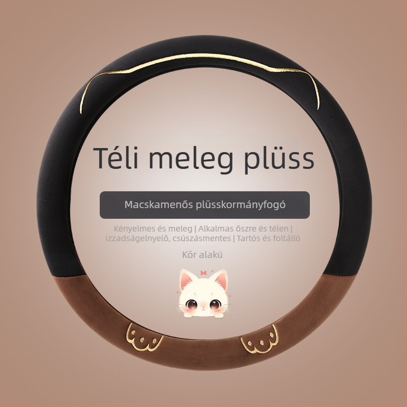 Velúr kormánykerék-huzat, csúszásmentes, téli meleg, univerzális illeszkedés