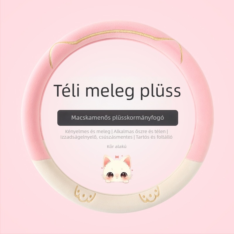 Velúr kormánykerék-huzat, csúszásmentes, téli meleg, univerzális illeszkedés
