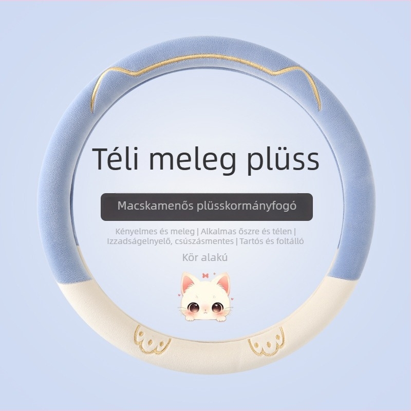 Velúr kormánykerék-huzat, csúszásmentes, téli meleg, univerzális illeszkedés