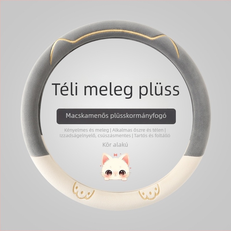 Velúr kormánykerék-huzat, csúszásmentes, téli meleg, univerzális illeszkedés