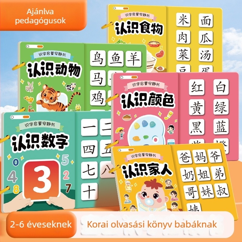 Korai írás-olvasás nyugis könyve képi kártyákkal és matricakészlettel; 3–6 éveseknek; anyag: papír; márka: Pasien