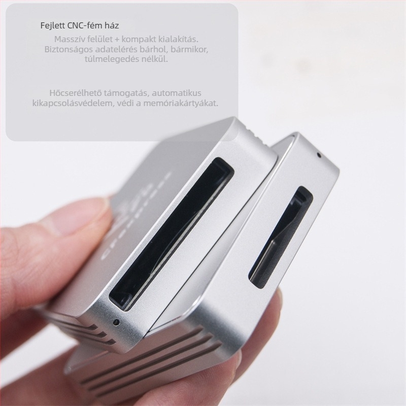CFexpress kártyaolvasó Type A/B-hez, USB 3.1 Type-C, CNC alumíniumötvözet burkolat, külső, 60 g