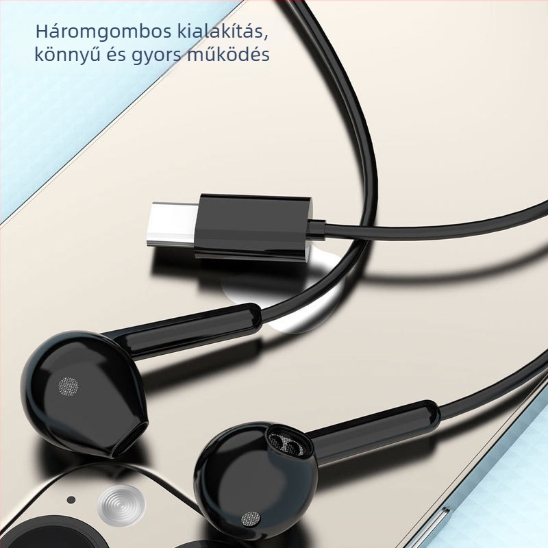 X3C vezetékes fülhallgató Type-C, 15 mm meghajtó, beépített mikrofon, 1,2 m kábel, vonali vezérlő